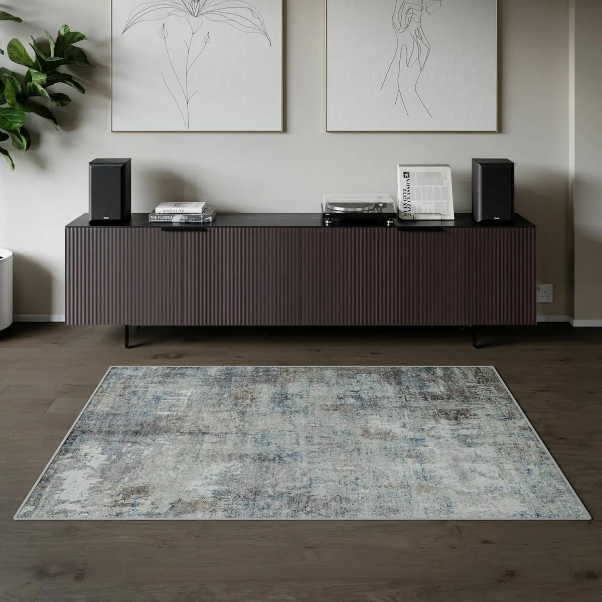 Living Room Washable Rug 152x213cm Cotton Blue - Image 3