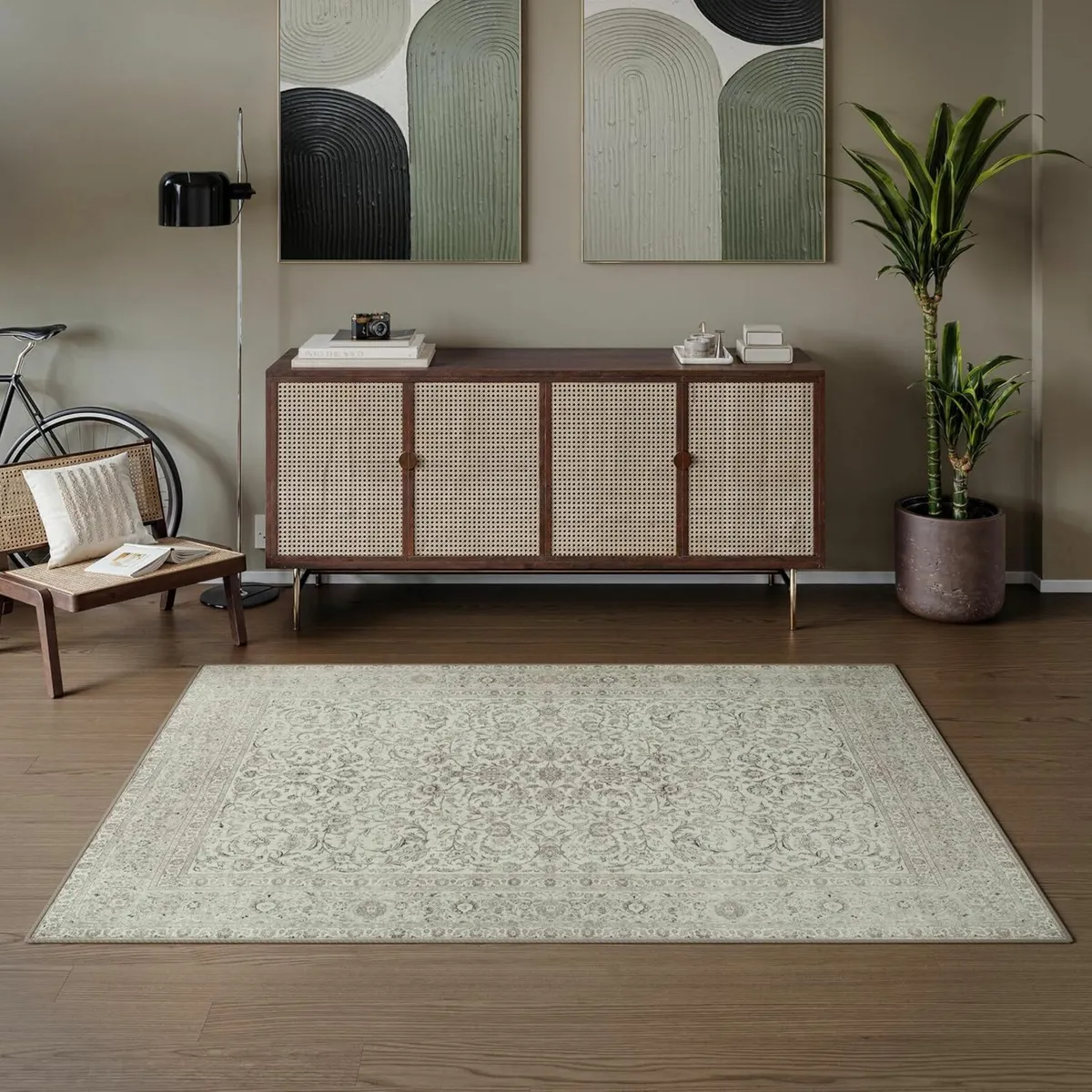 Washable Rug  Cotton Living Room Cream152x213cm - Image 2