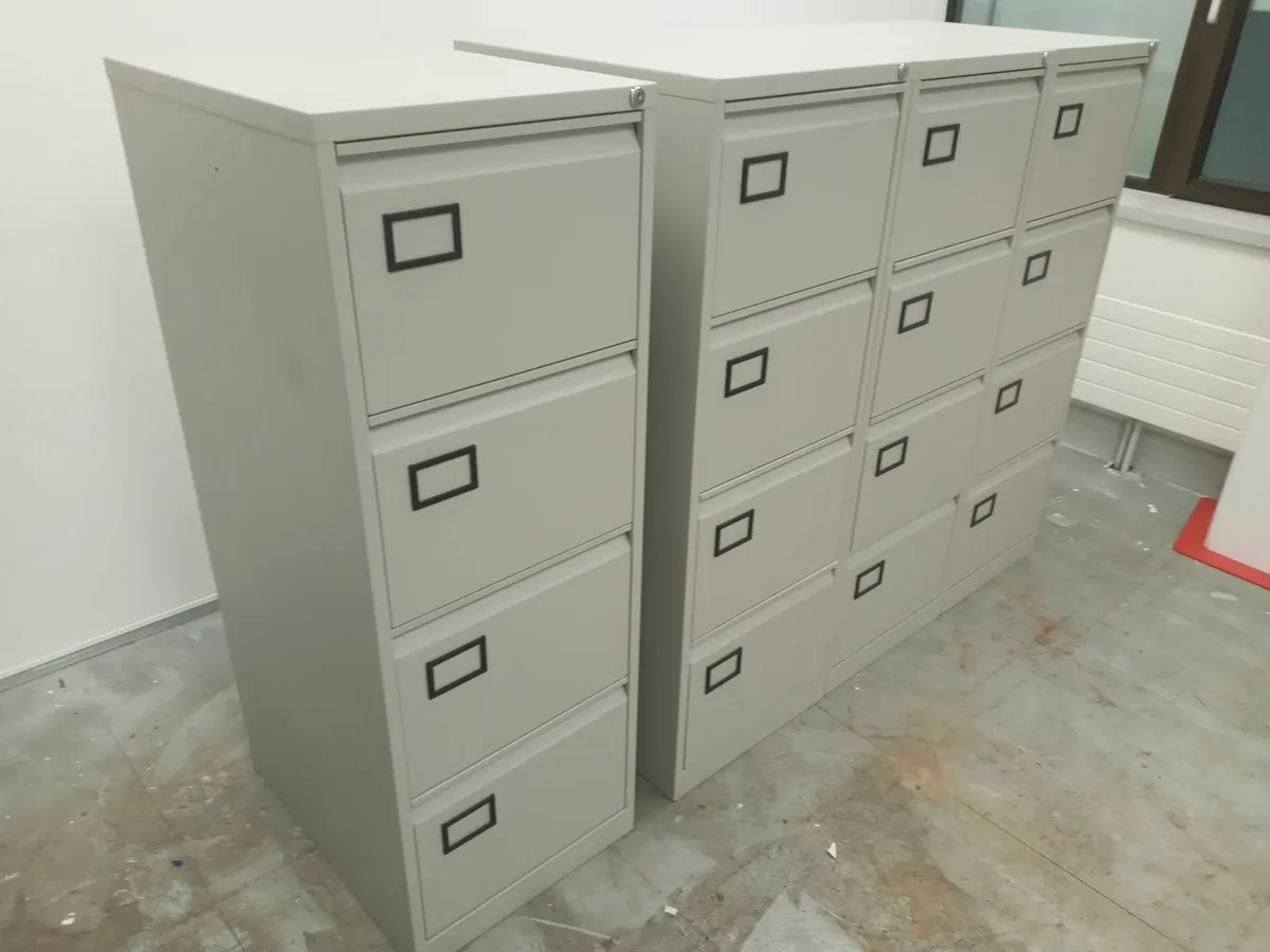 6 x Grey 4 Drawer Filing Cabinets for Sale - Image 3