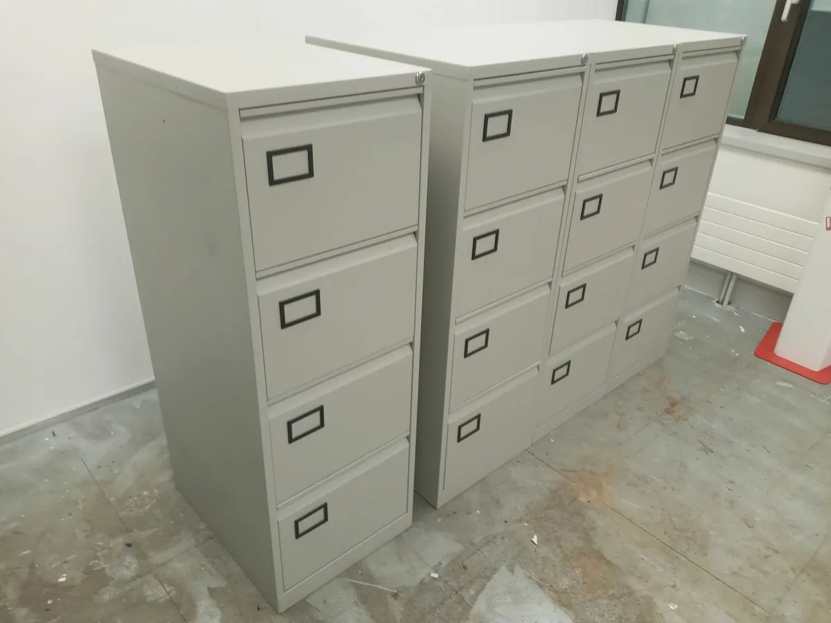 6 x Grey 4 Drawer Filing Cabinets for Sale - Image 3