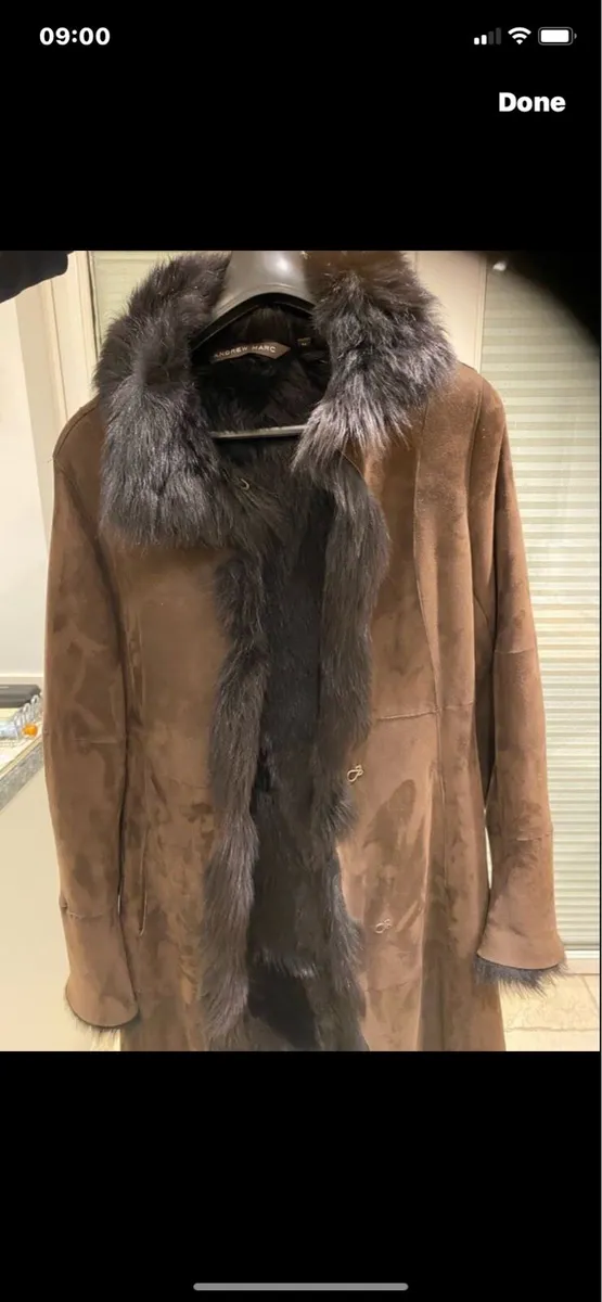 Andrew Mark Shearling Lamb Suede Coat - Image 1