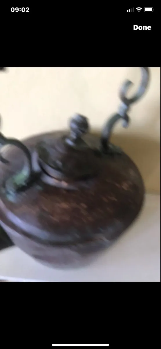 Large Antique Brass & Copper Kettle - Image 4
