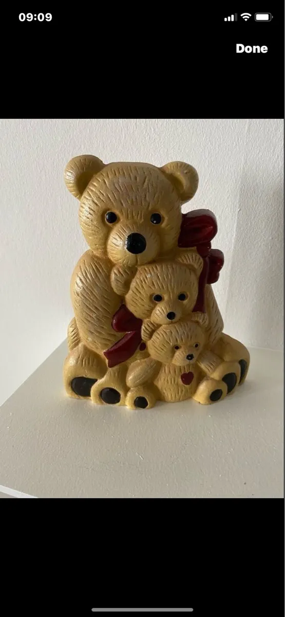 Cast Iron Teddy Family Doorstop - Image 1