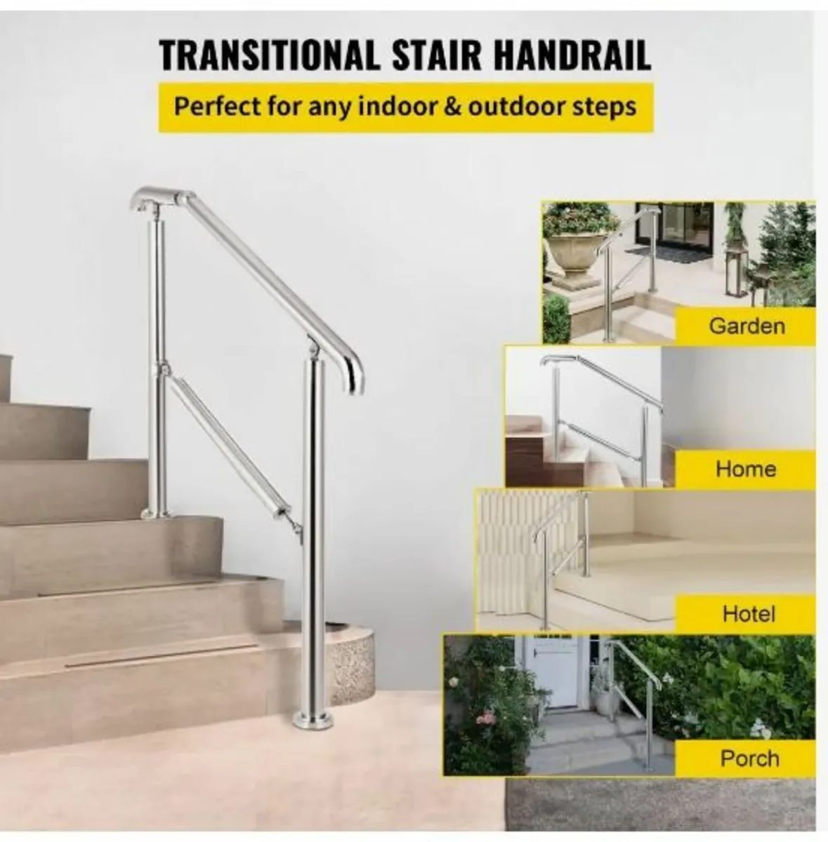 3 Step Railing Stainless Steel Transitional Handra - Image 3