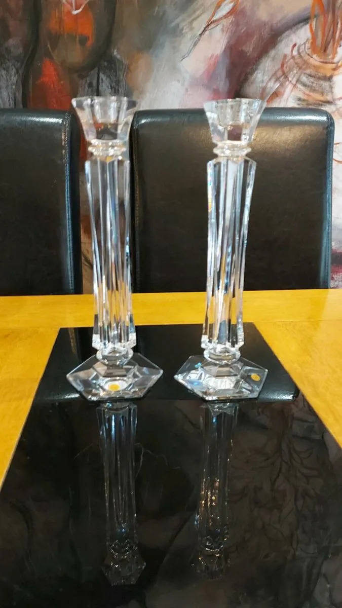 Pair of Tipperary Crystal 12 " Candle Holders. - Image 4