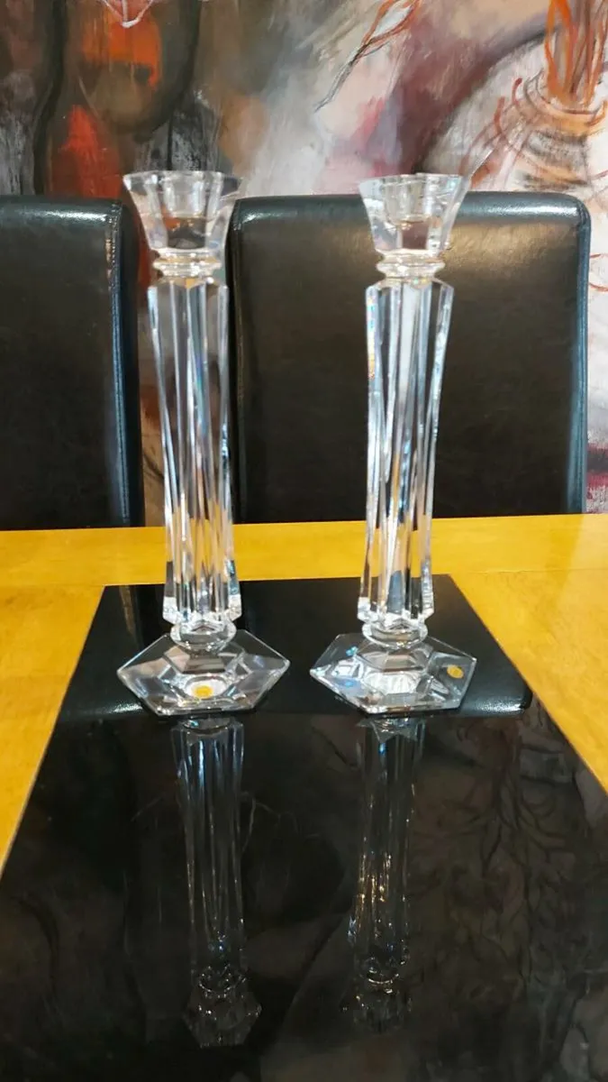 Pair of Tipperary Crystal 12 " Candle Holders. - Image 1