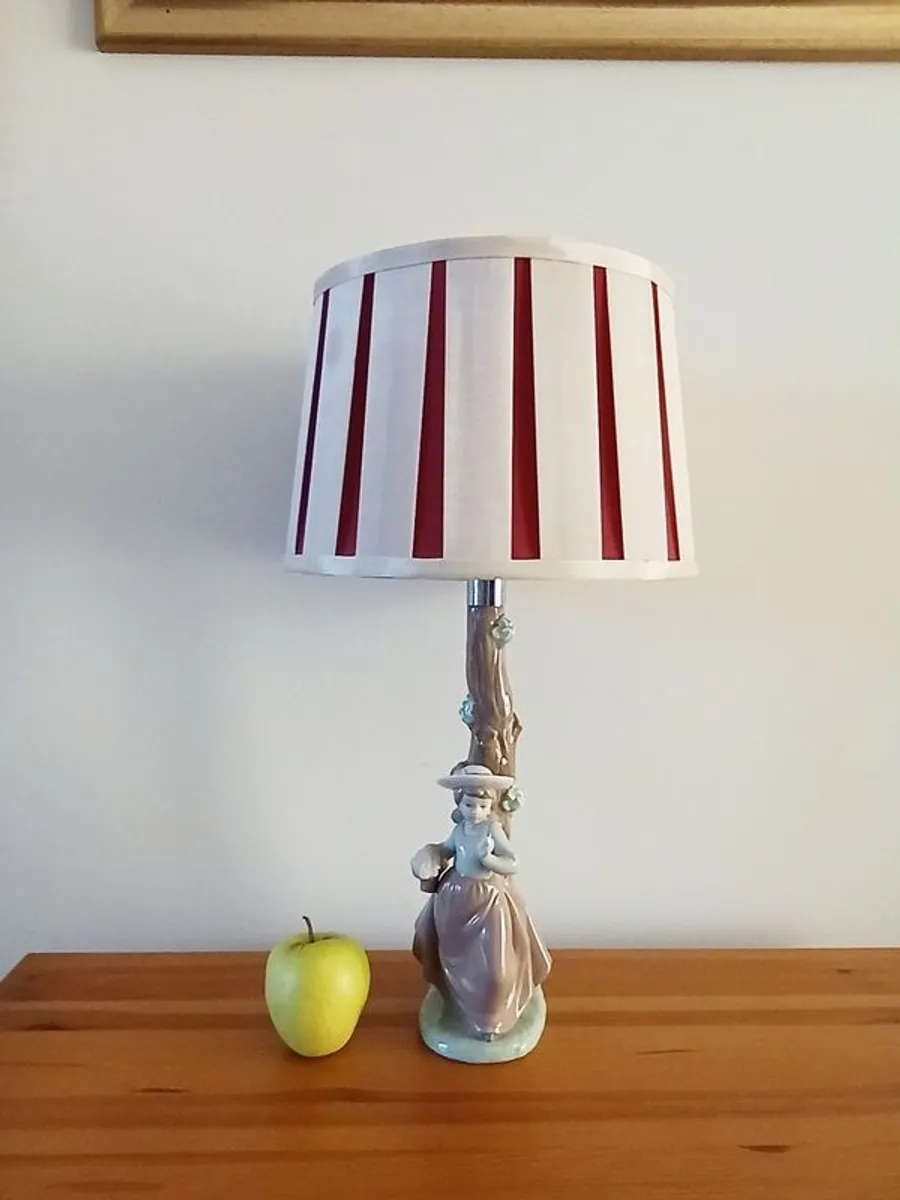 Pair of vintage NAO by Lladro girl porcelain figurine table lamps with shades   height  51.5cm - Image 2