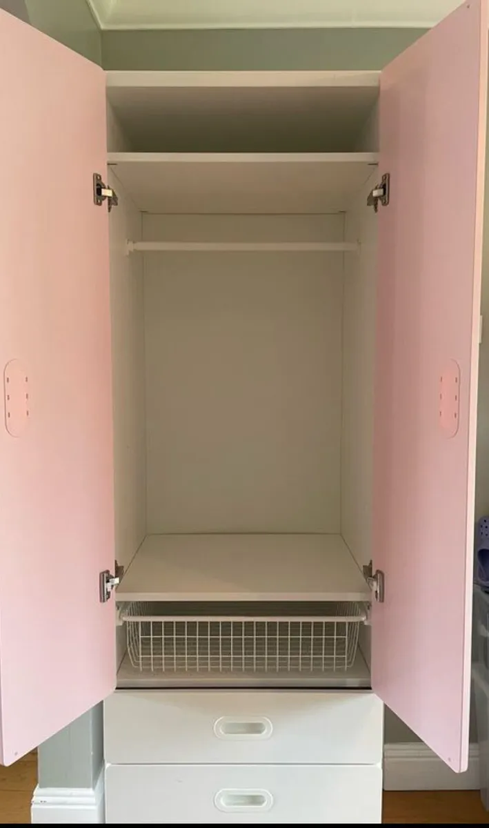 Pink & white IKEA Stuva kids wardrobe - Image 2