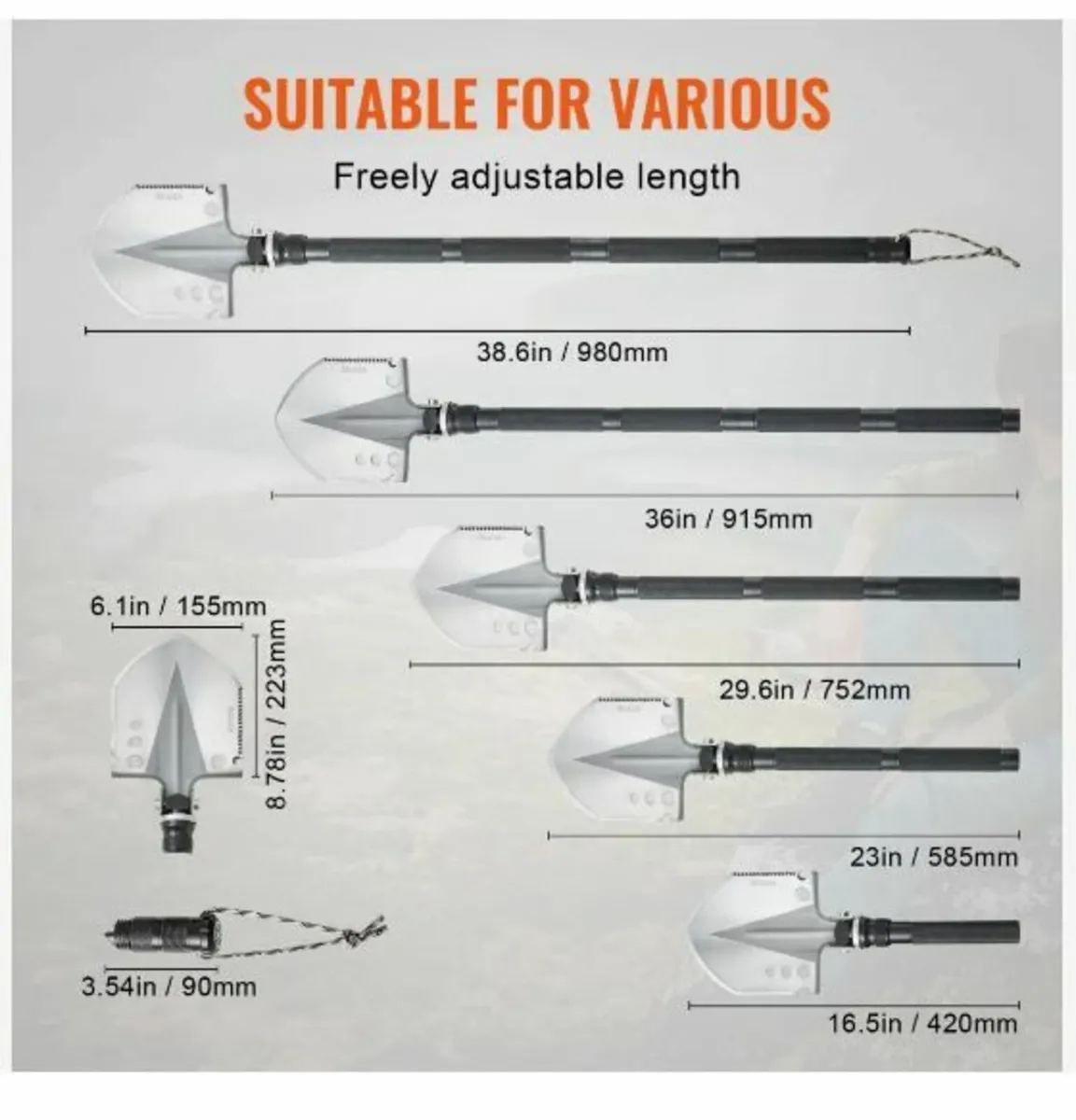 Survival Shovel, 13 in 1 Camping Shovel - Image 4