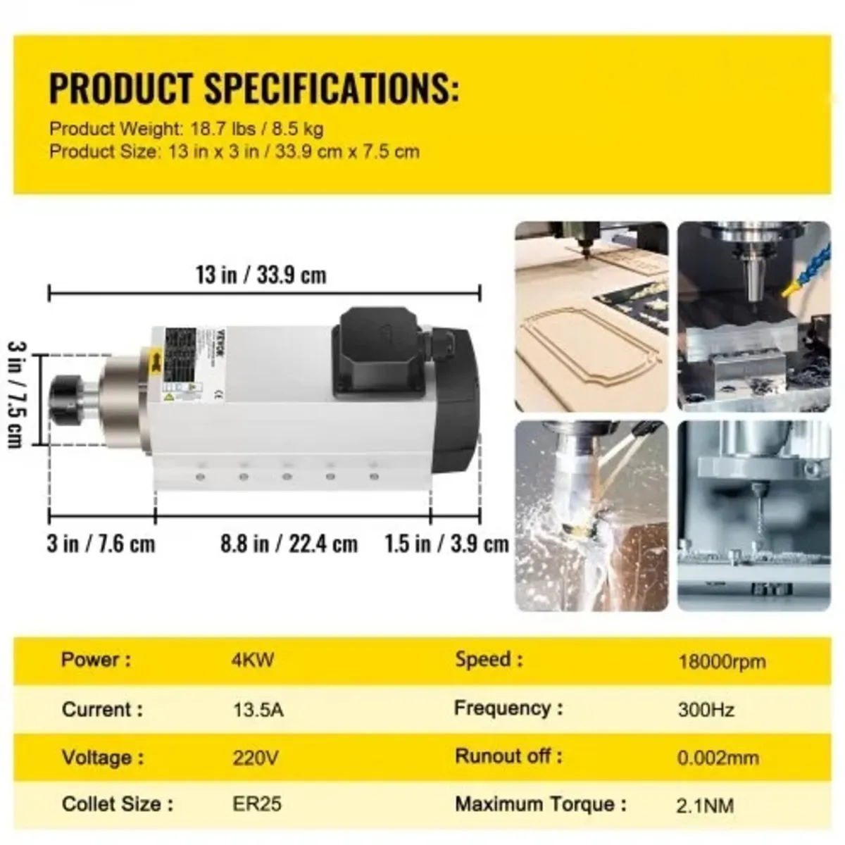 4KW 2220V Air Cooled Spindle Motor ER25 CNC Air Co - Image 3
