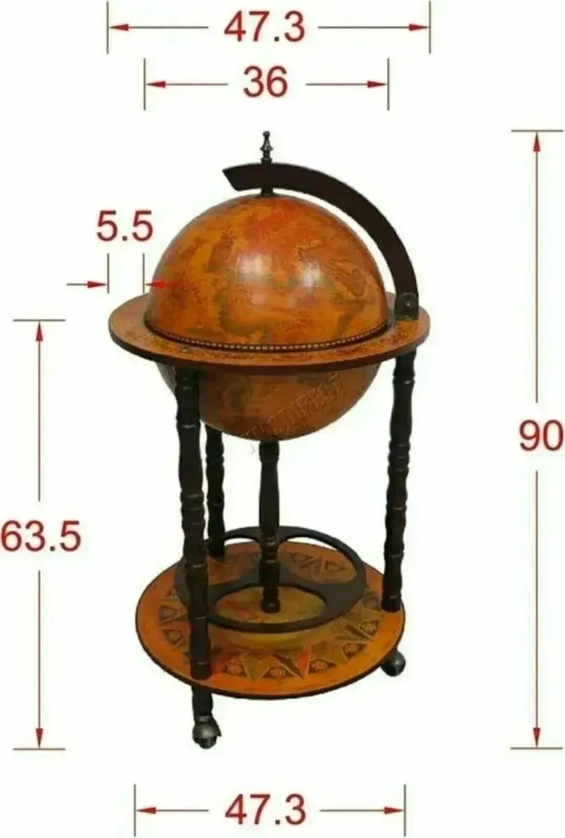 Antique Globe Shape Mini Bar 360mm Vintage - Image 1