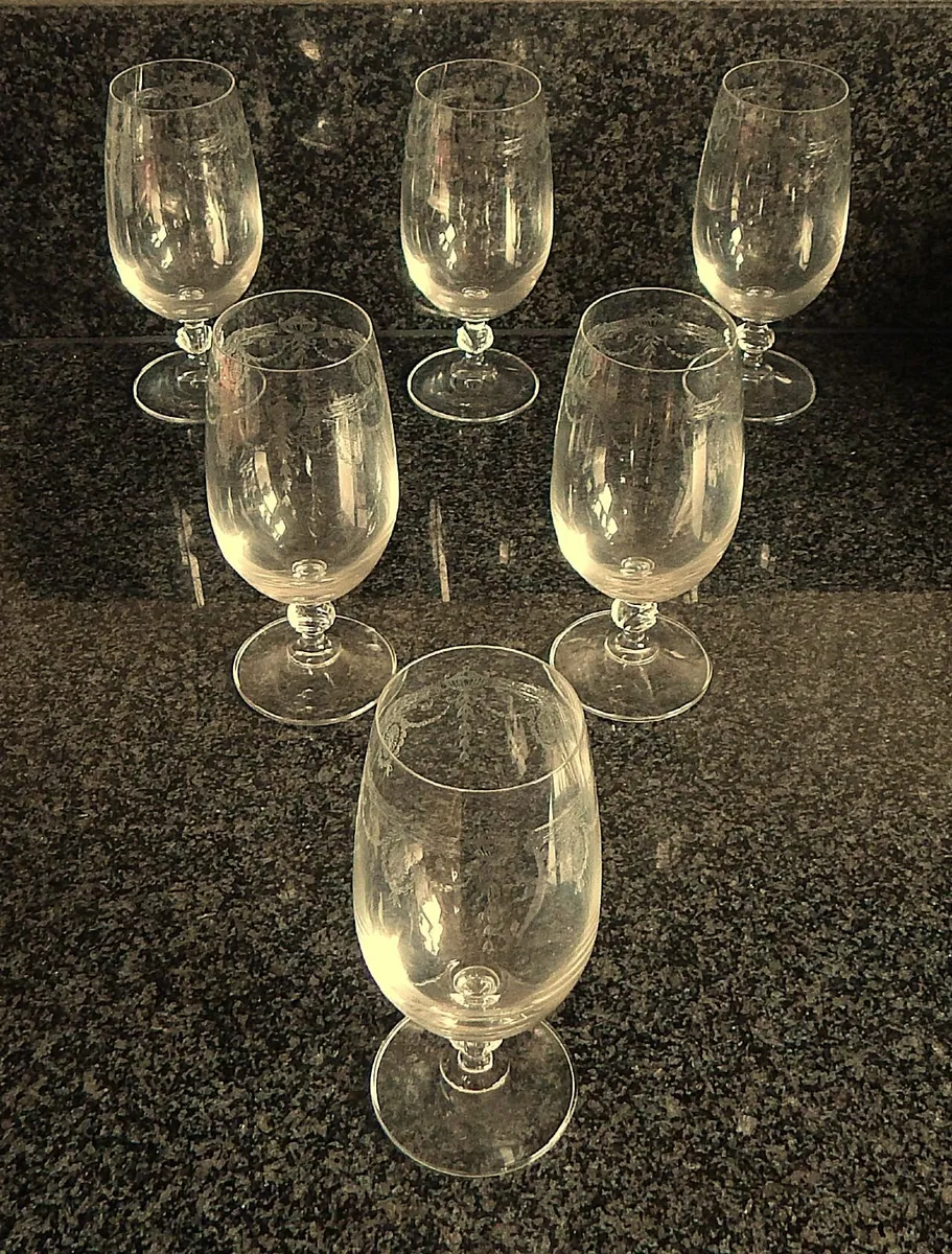 6 Fostoria Etched Ice Tea Crystal Glasses - Image 2