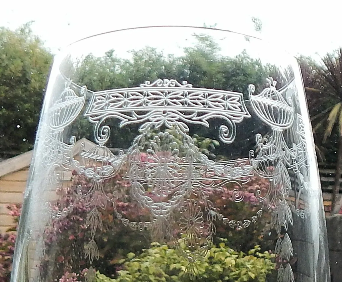 6 Fostoria Etched Ice Tea Crystal Glasses - Image 3