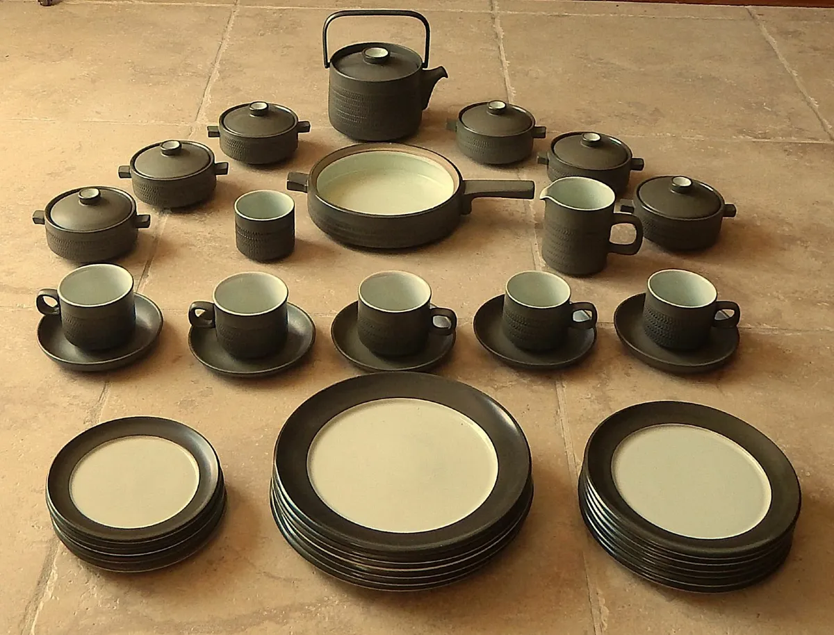 38 Pieces Vintage Denby Camelot Chevon Earthenware - Image 1