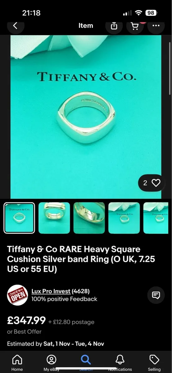 Tiffany & Co Square Cushion Ring - Image 2