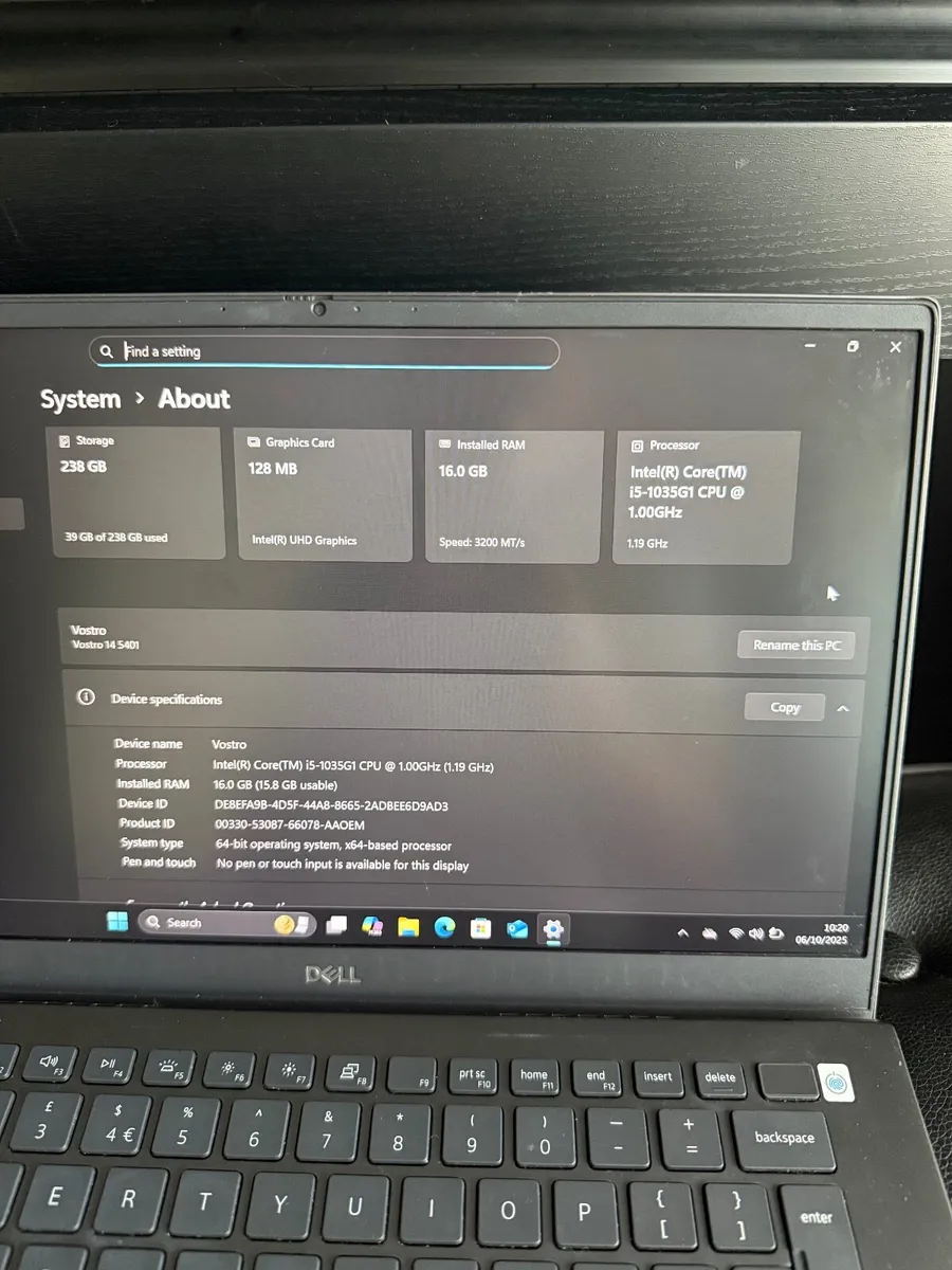 Dell Vostro 14" 5401 Laptop i5/16GB/256SSD/FHD - Image 4