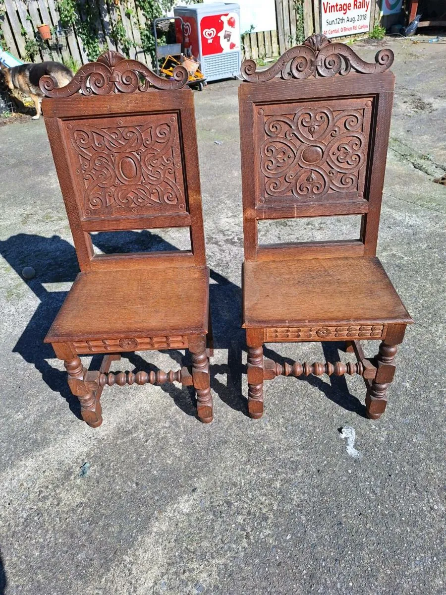 Two late 19th century hall chairs need repairs - Image 1
