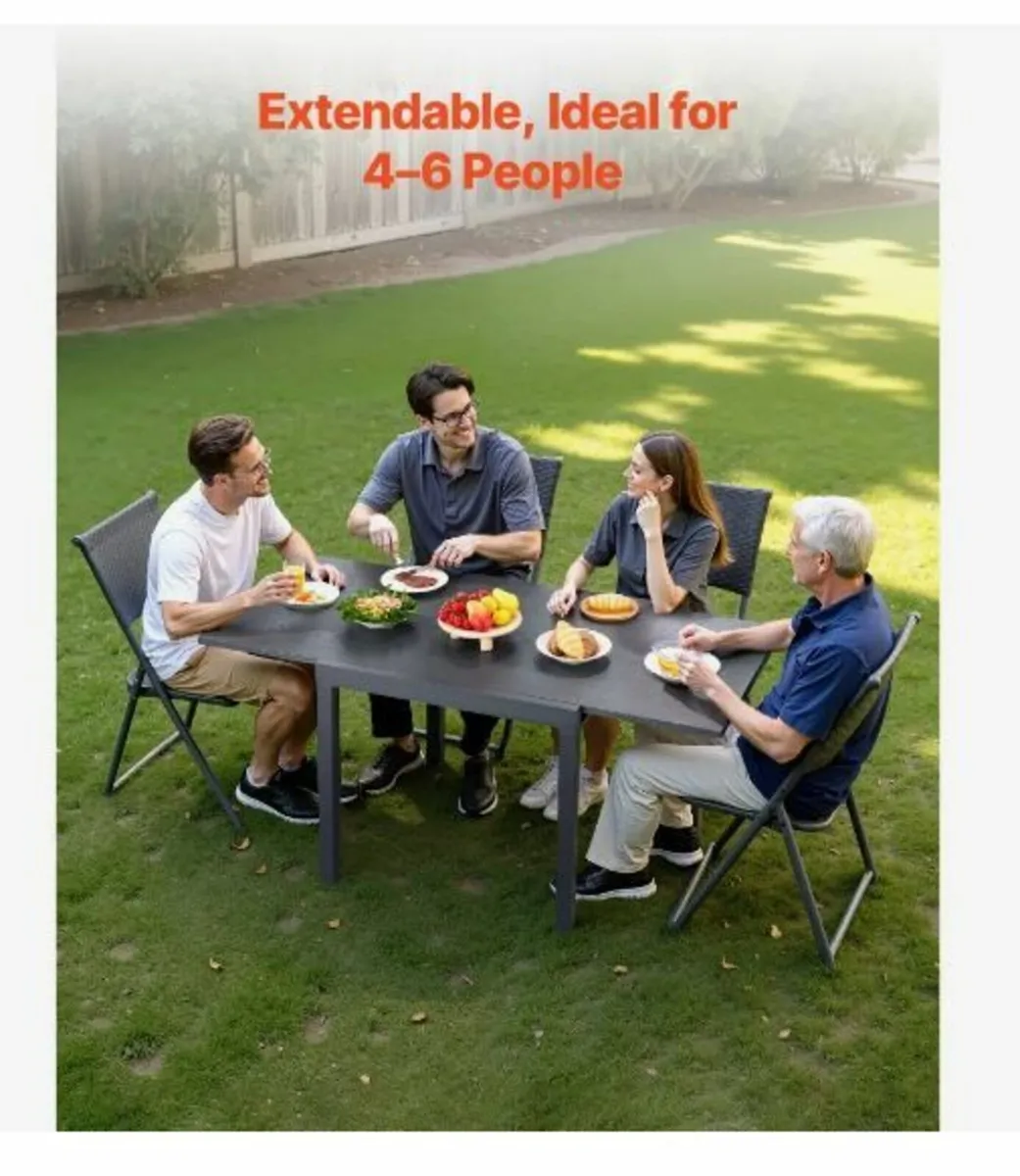 Expandable Outdoor Patio Dining Table, 80-160cm - Image 3