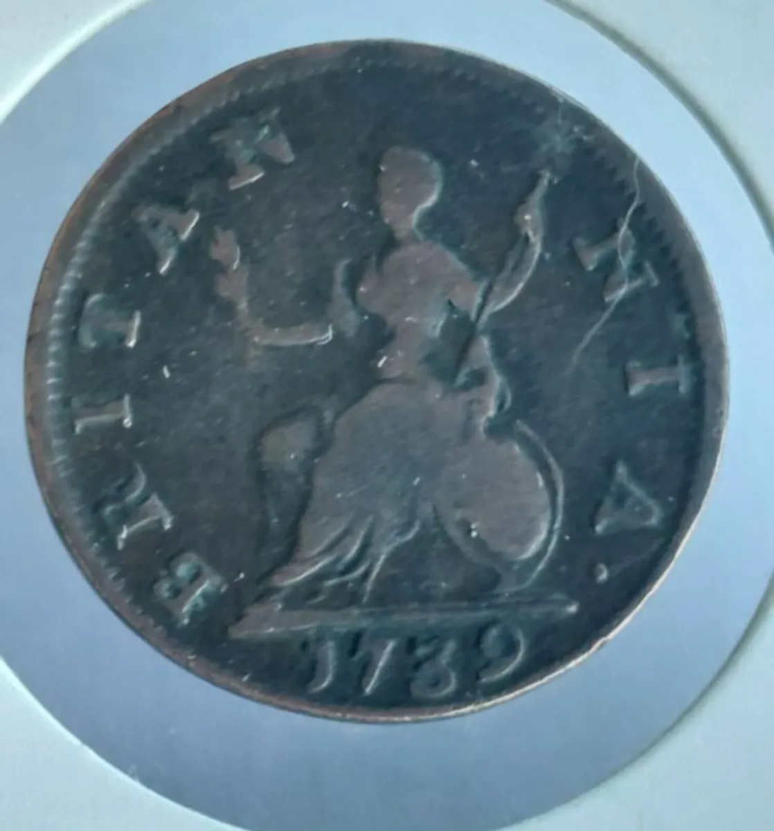RARE ..YEAR 1739 GEORGE II FARTHING COIN..RARE - Image 2