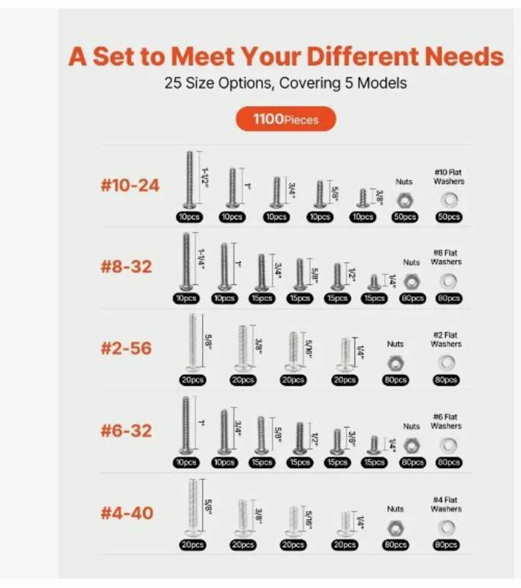 1110 Pcs Bolts and Nuts Assortment Kit - Image 3