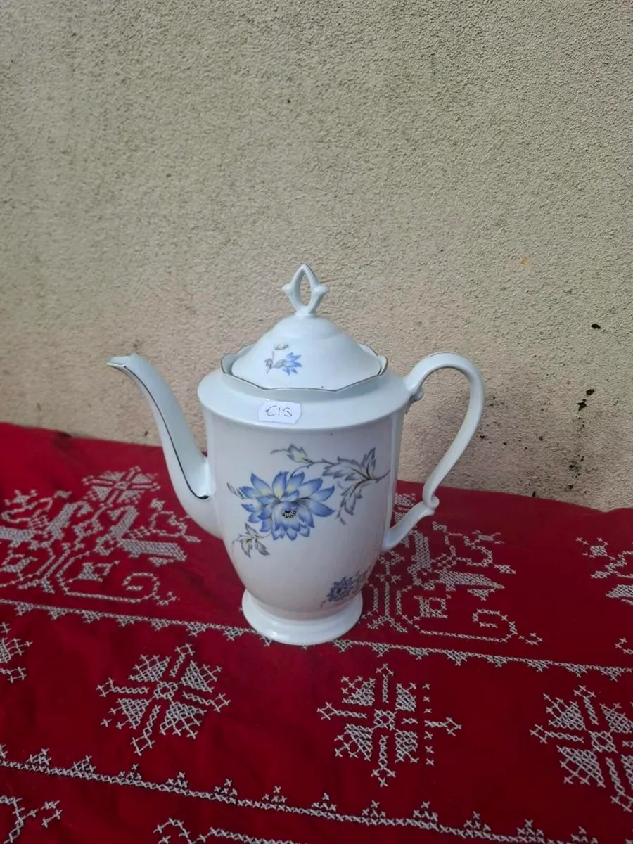 Floral blue china tea pot postage possible - Image 1