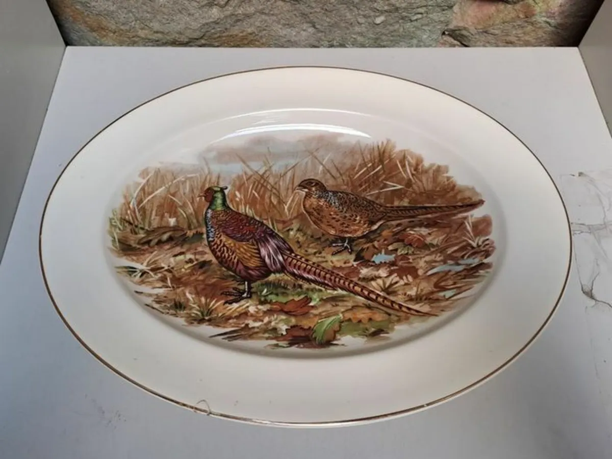 Oval pheasant scene plate - Image 1