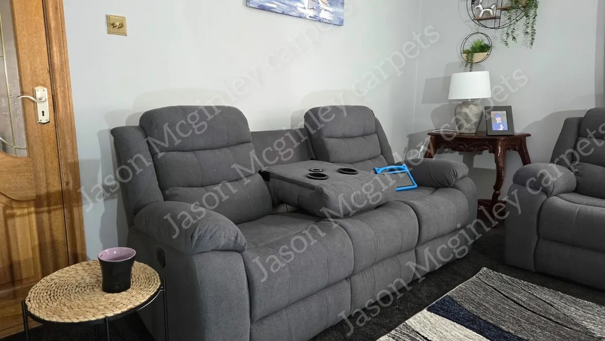 Fully electric reclining  - 3+2 grey fabric sofas - Image 3