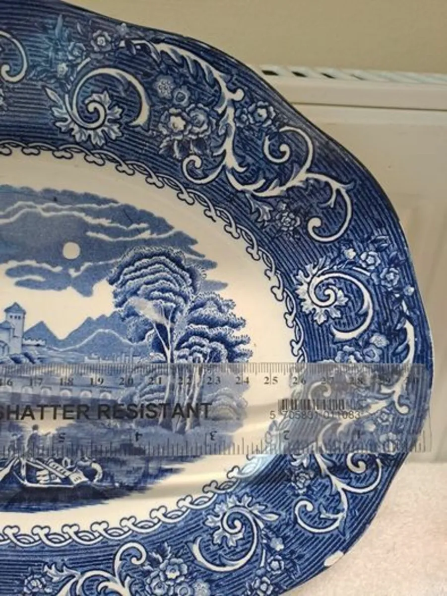 Staffordshire River Scene oval platter - Image 3