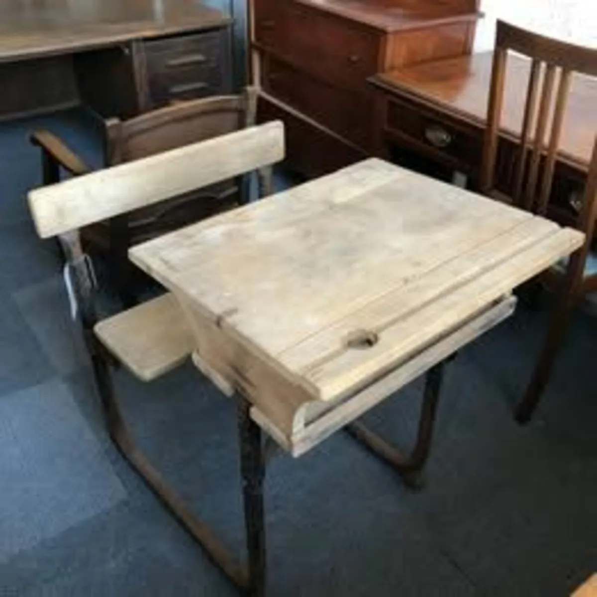 Antique School Desk and Chair - £50 + VAT - Image 1