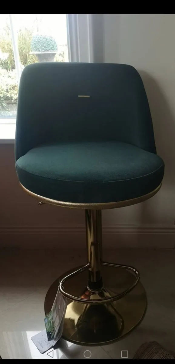 Brand New Pair of Stunning Green Velour Barstools