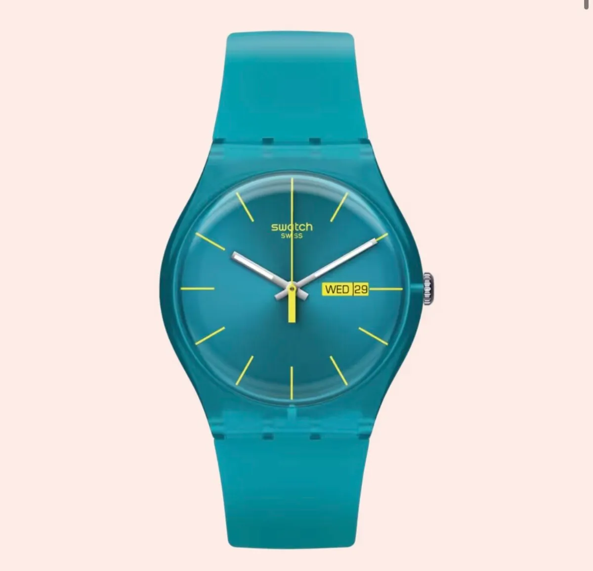 Swatch watch unisex turquoise rebel, like new - Image 3