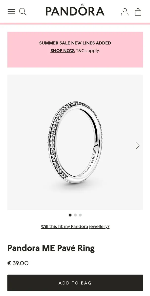 Pandora ME Pavé Ring, Size 44 - Image 1