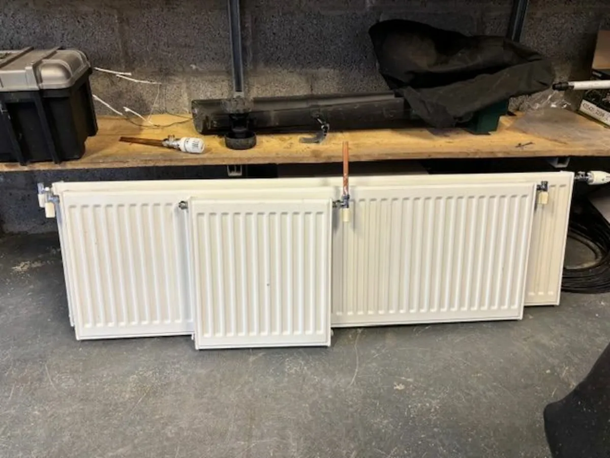 3 Horizontal Hot Water Steel Radiators with Valves - Image 1
