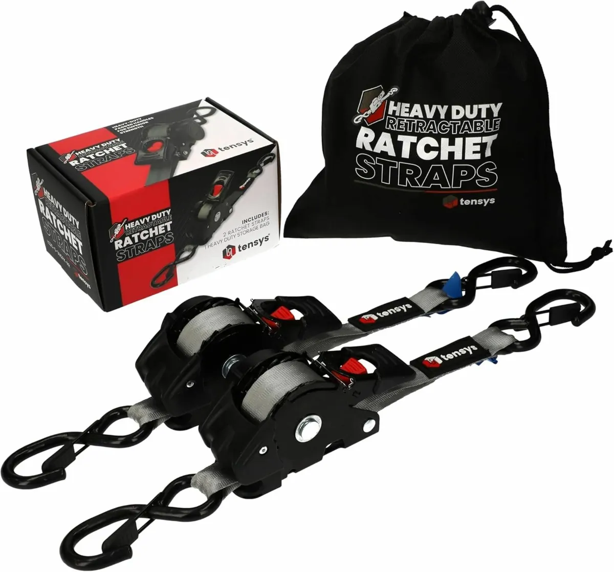 Auto-Retract Ratchet Tie Down Straps (2-Pack) – 54