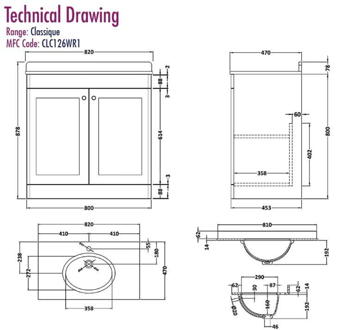 Pair of Nuie Classique Bathroom Vanity Units with White Marble Tops - Image 3