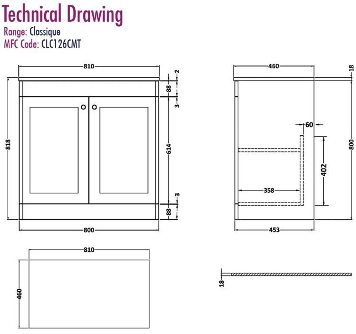 Pair of Nuie Classique Bathroom Vanity Units with White Marble Tops - Image 4
