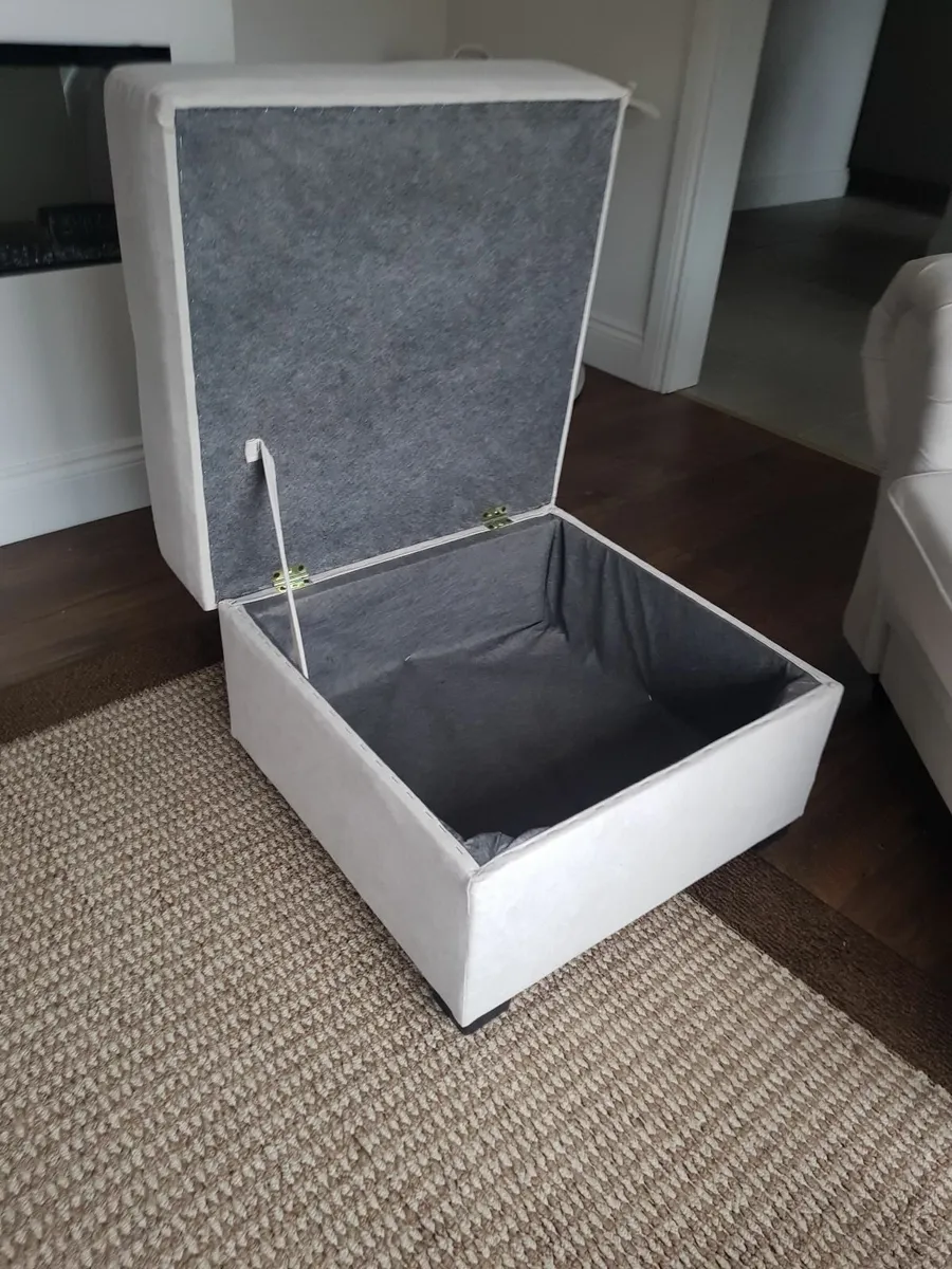 Cream 2 + 1 Seater Sofa and Footstool with storage - Image 3