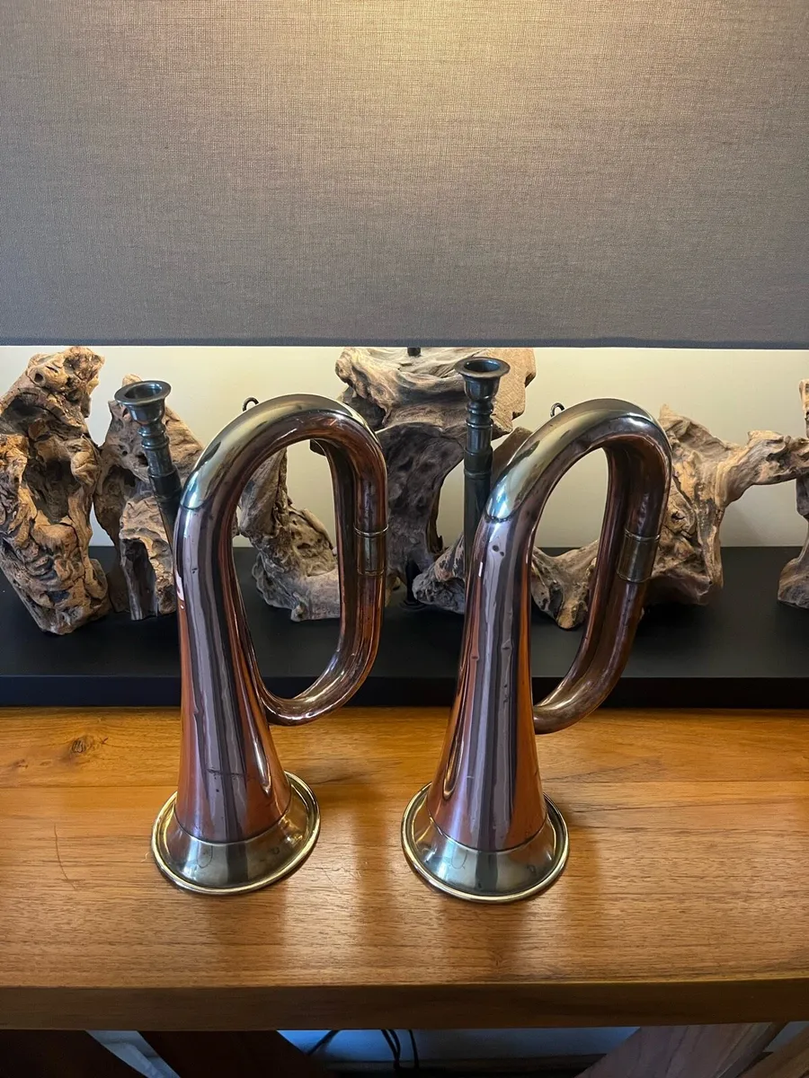 Pair of Copper British Military Bugles - Image 3