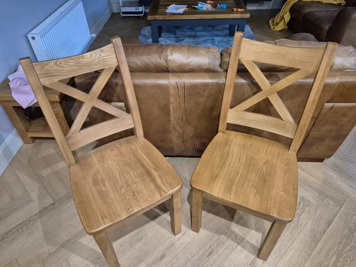 2 Solid Oak Dinong Chairs - Image 1
