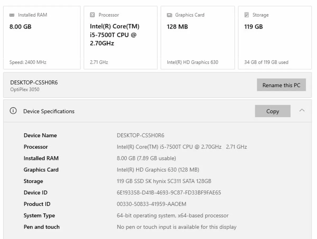 Dell Optiplex 3050 MFF i5/8GB/128SSD/Win 10 Pro - Image 3