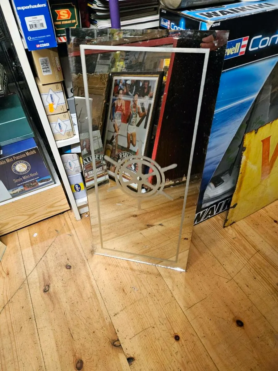 Vintage Pub Mirror Ships Wheel - Image 1