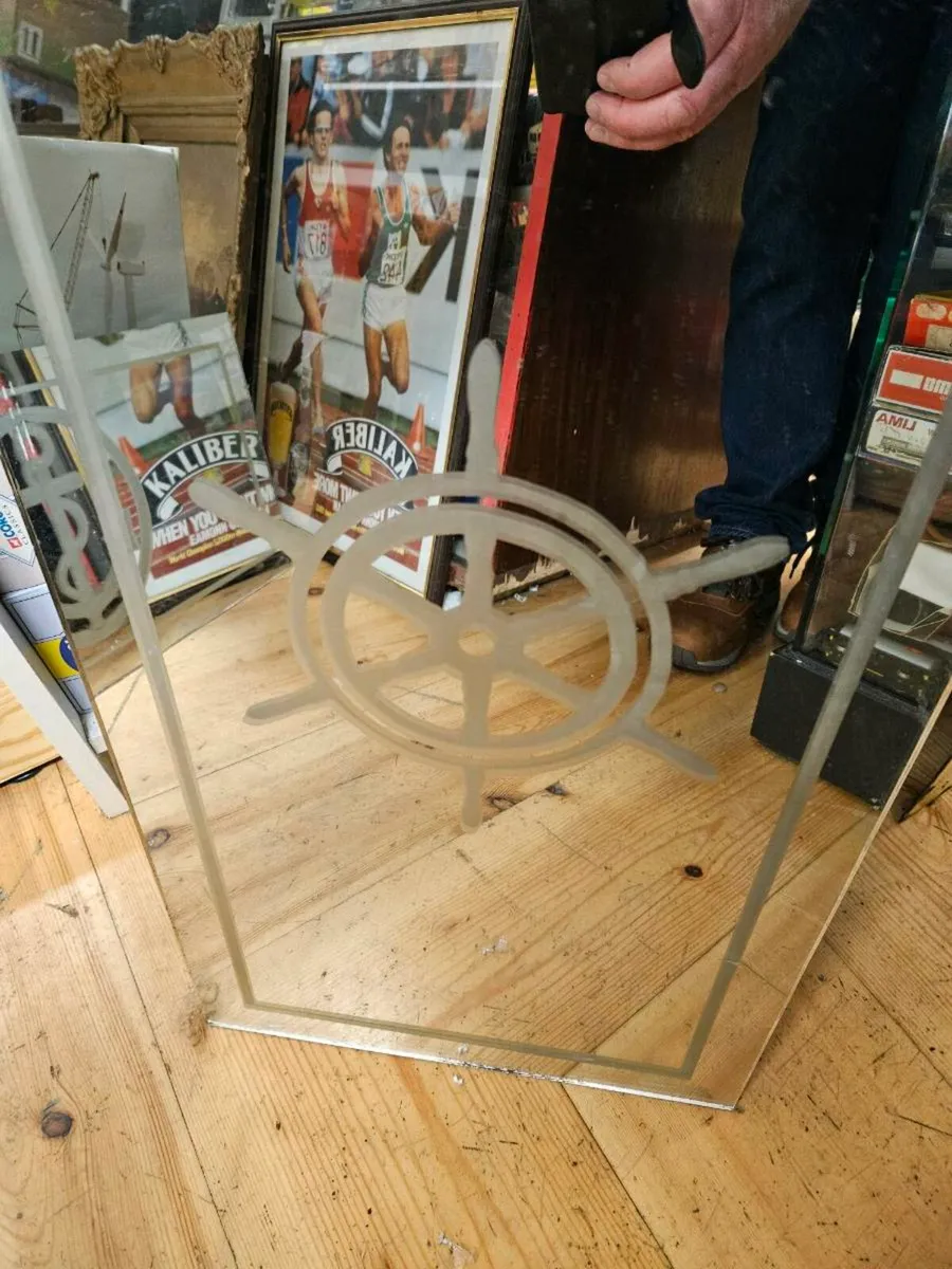 Vintage Pub Mirror Ships Wheel - Image 3