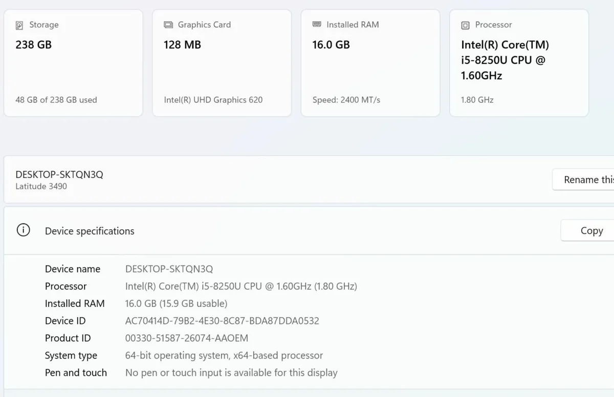Dell Latitude 3490 i5/250SSD/16GB/WIN11 - Image 2