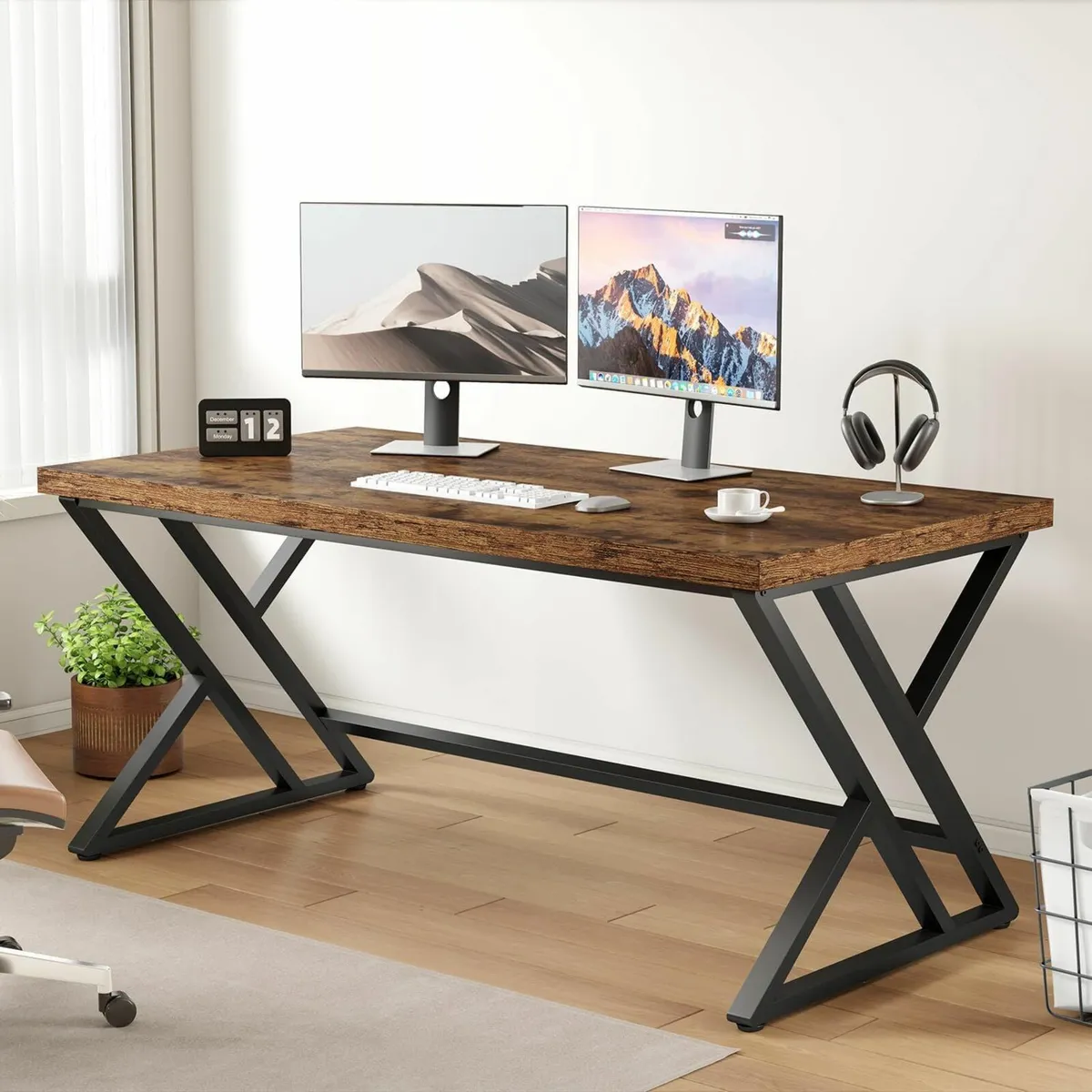 Rustic Computer Wood Home Office Desk 60x140cm - Image 2