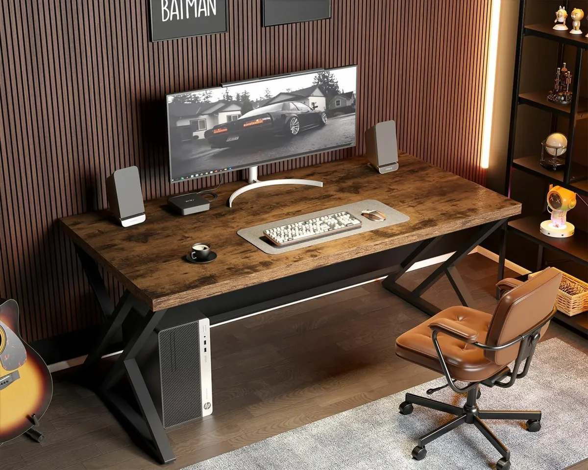 Rustic Computer Wood Home Office Desk 60x140cm - Image 4