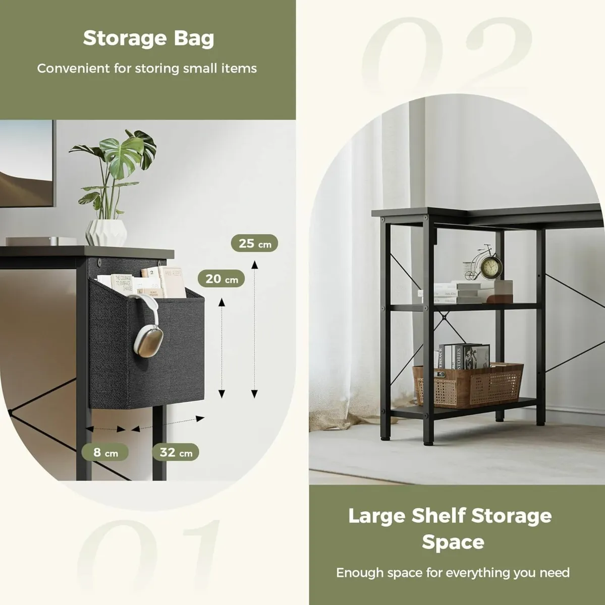 L Shaped Office Desk Power Outlets,100x70cm  Black - Image 4