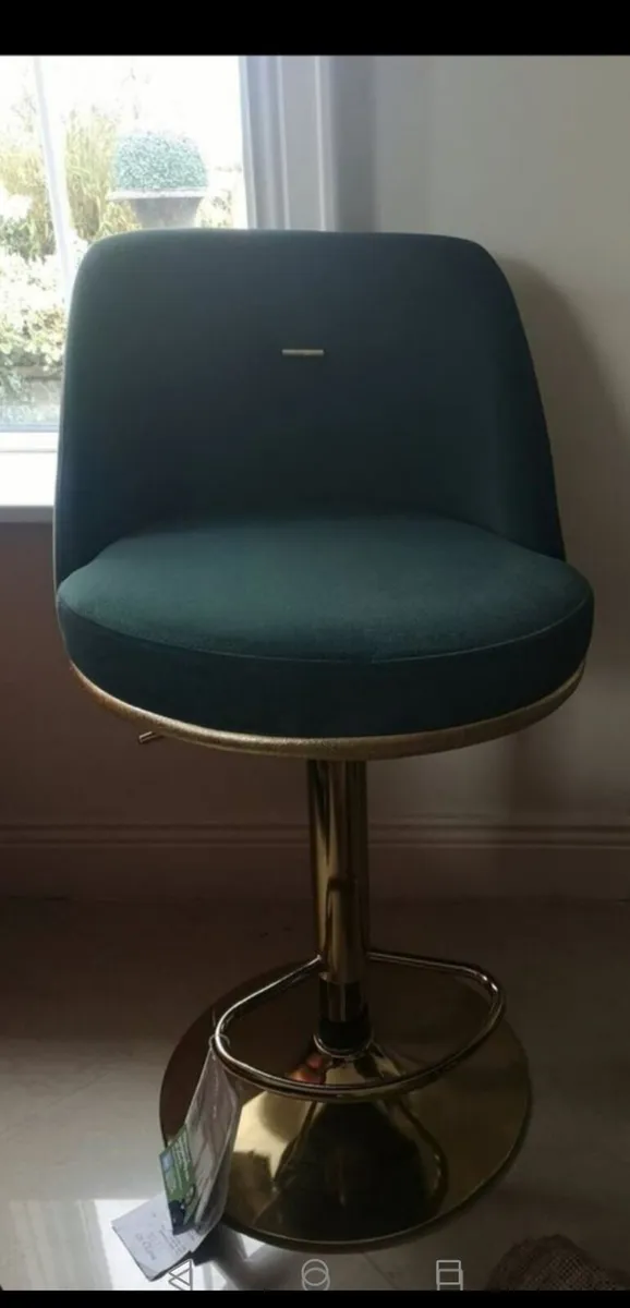 Brand New Pair of Stunning Green Velour Barstools