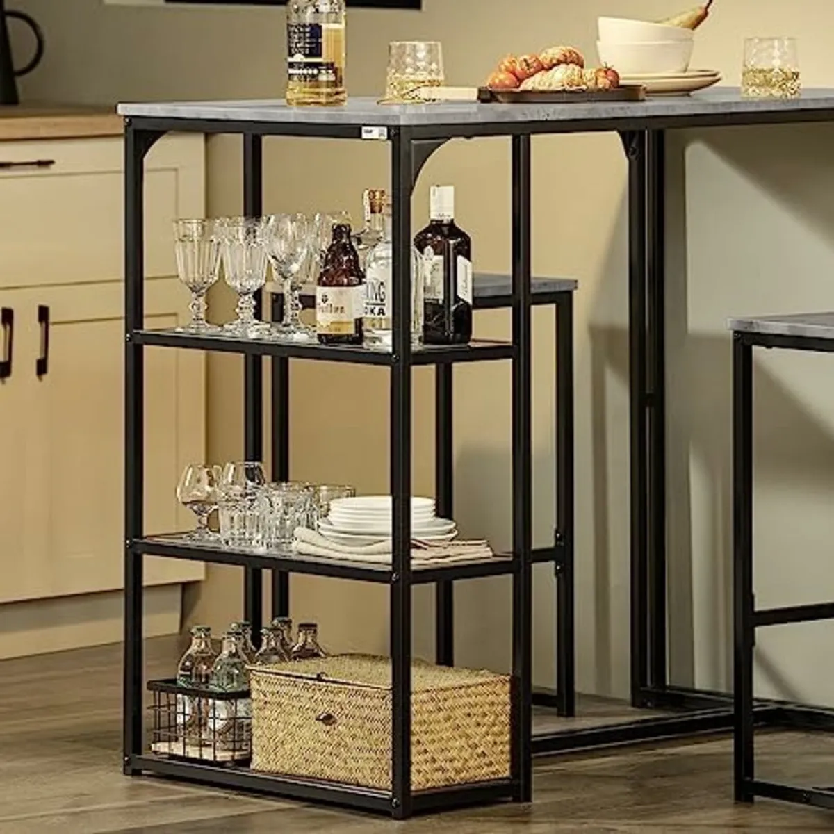 Bar Set-1 Bar Table and 2 Stools, 3 Pieces Home Ki - Image 3