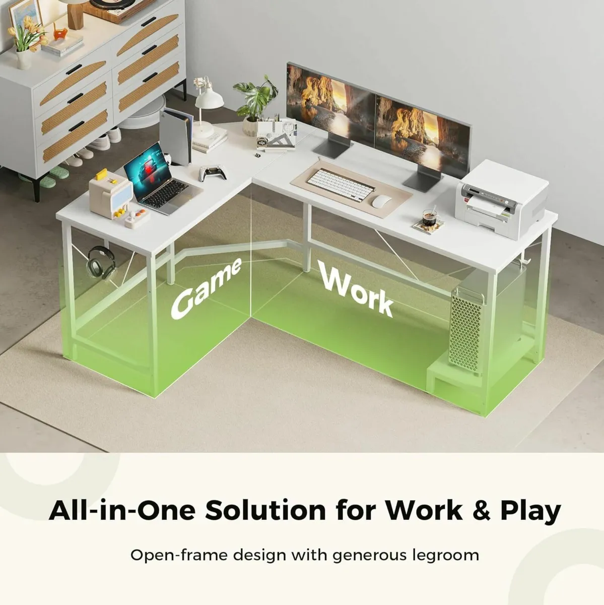 L Shaped 170x50cm Corner Gaming Desk Office - Image 4