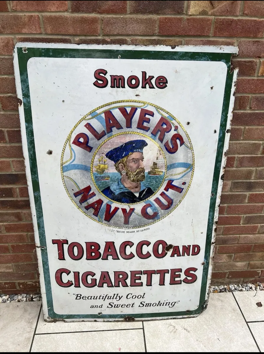 Antique Original Players Navy Enamel Signboard - Image 1